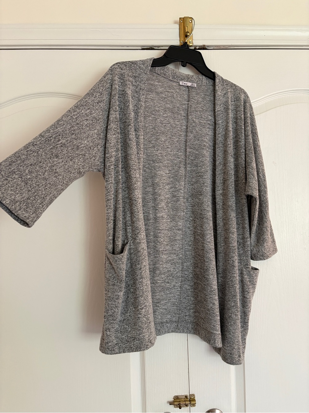 Dex Open-Front Heather Gray Knit Cardigan